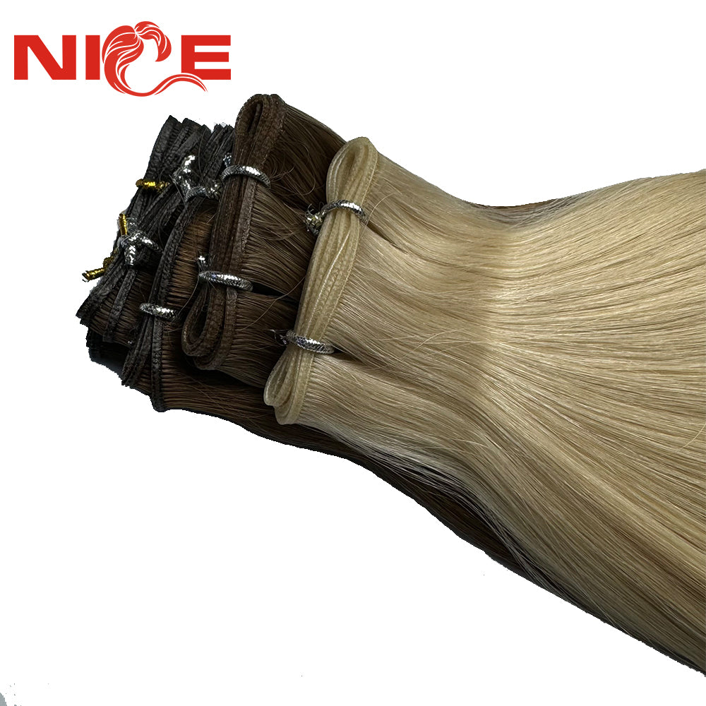 Invisible Genius Weft Russian Real Human Hand Tied Weft Hair 100% Unprocessed Cuticle Aligned Genius Weft Extension