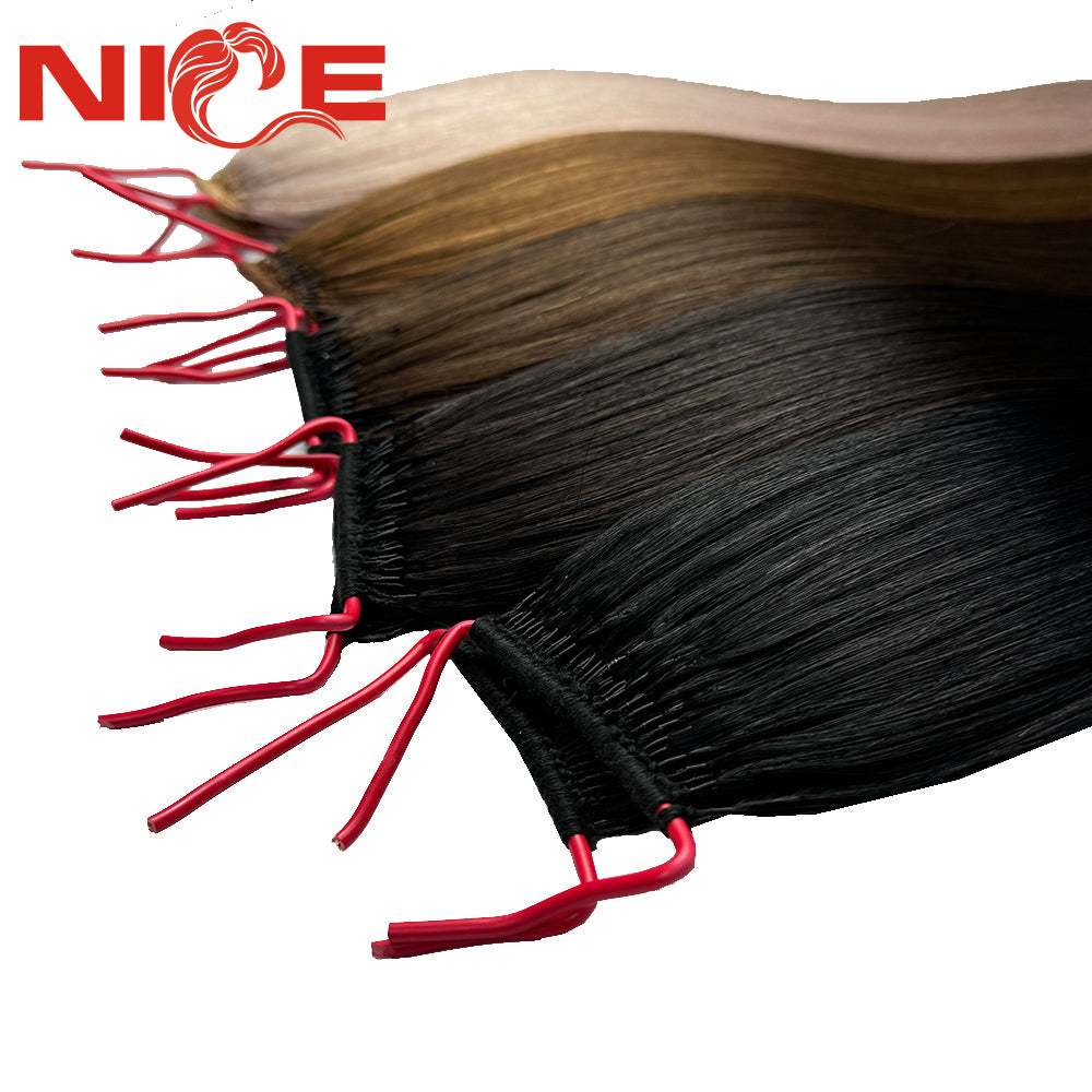 Wholesale 100% Virgin Raw Human Hair Vendors High Quality Natural Hair Extensions Soft Tip Double Line String Korean Style