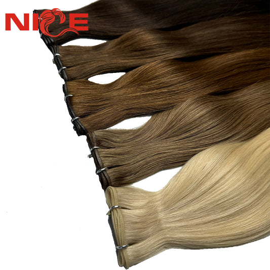 Invisible Genius Weft Russian Real Human Hand Tied Weft Hair 100% Unprocessed Cuticle Aligned Genius Weft Extension