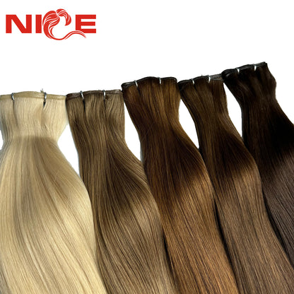 Invisible Genius Weft Russian Real Human Hand Tied Weft Hair 100% Unprocessed Cuticle Aligned Genius Weft Extension