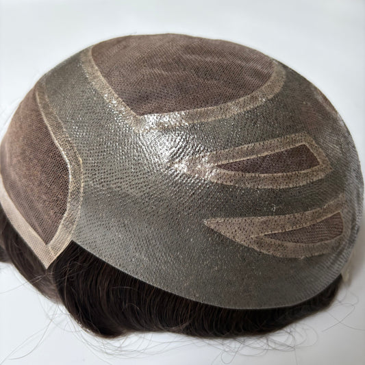 Men's Toupee Swiss Lace Hair System - 100% Virgin Human Hair
