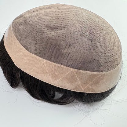 Men's Toupee Swiss Lace Hair System - 100% Virgin Human Hair