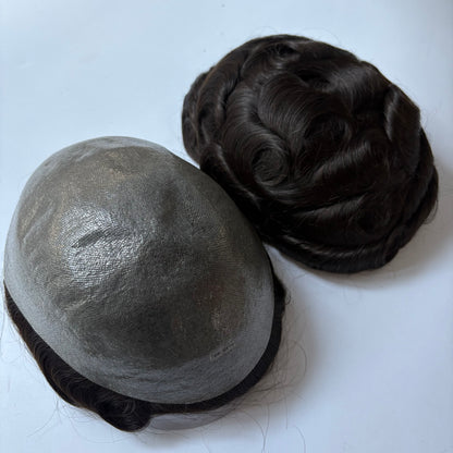 Men's Toupee Swiss Lace Hair System - 100% Virgin Human Hair