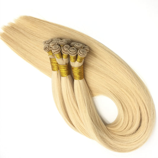 Hand Tied Weft Remy weft wholesale human hair weft Russian hair double drawn 120G Hand Tied Wefr Hair Extension