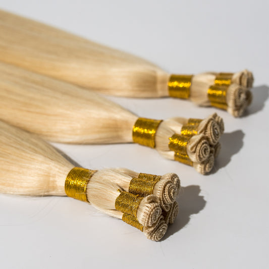 Hand Tied Weft Human Hair Weft Remy cut point hand tied hair extension Beaded Weft And Thick 100% Remy Human Hair